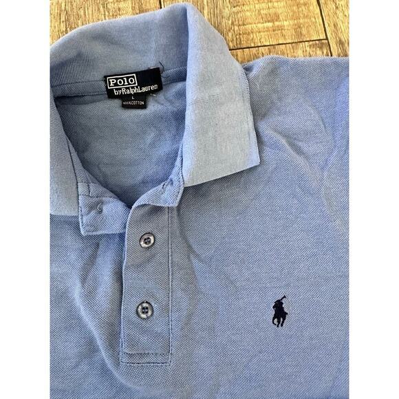 Polo by Ralph Lauren Men's Blue Slim Fit Pique Short Sleeves Polo Shirt Size L - Picture 3 of 4